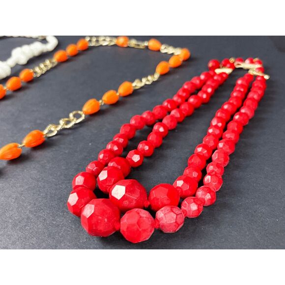 Double Stranded Red Onyx Signed Germany Vintage 50s Beaded Necklace - Picture 3 of 5